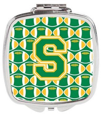 CJ1069-SSCM Letter S Football Green & Gold Compact Mirror