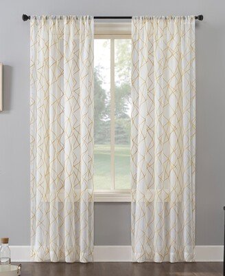 No. 918 Abstract Geometric Embroidery Semi-Sheer Rod Pocket Curtain Panel, 50