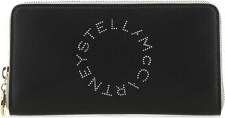 Logo Perforated Zip-Around Continental Wallet