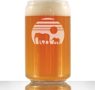 Elephant Sunset - Cute Beer Can Pint Glass, Etched Sayings Safari Themed Decor Gifts For Women That Love Elephants