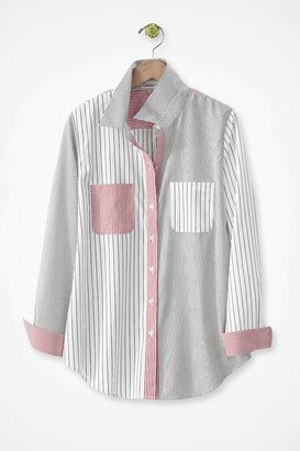 Women's Mixed Stripe No-Iron Long-Sleeve Shirt - White Multi - 6P - Petite Size
