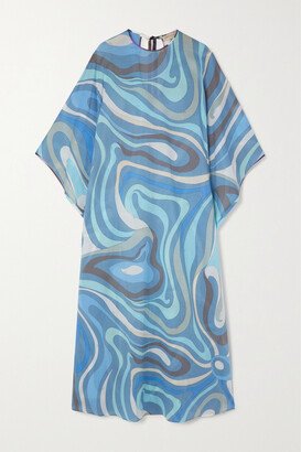 Printed Cotton-voile Kaftan - Blue