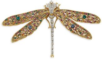 Goldtone Multicolored Rhinestone Dragonfly Pin