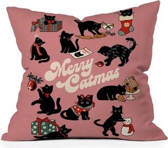 16x16 Kira Christmas Cats Square Throw Pillow Black