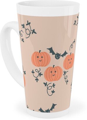 Mugs: Cute Pumpkins And Bats - Orange And Black Tall Latte Mug, 17Oz, Orange