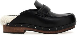 Bead-Embellished Shearling Clogs