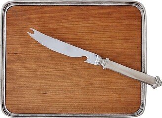 Pewter & Wood Bar Tray & Knife Set