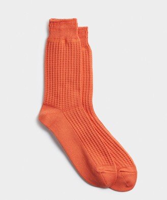 Rototo Cotton Waffle Crew Socks in Orange