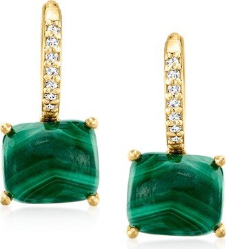 Malachite and . White Topaz Drop Earrings in 18kt Gold Over Sterling