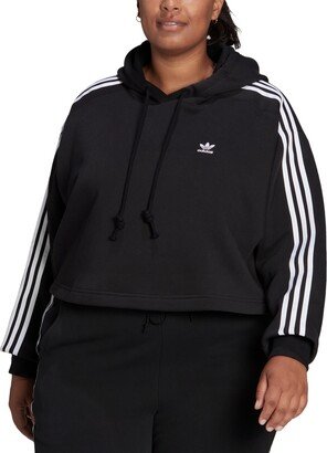 Plus Size Cropped Striped Hoodie