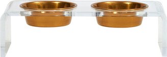 Hiddin Small Double Pet Bowl Feeder Clear/Gold