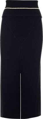 Moncler 1952 Front-Slit Knitted Midi Skirt