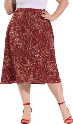 Agnes Orinda Agne Orinda Women' Plu Size Boho Wrap Floral Beach Lightweight A Line Skirt Red 3X