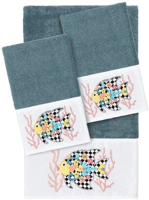 Feliz 3-Piece Embellished Towel - Teal