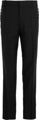 Eyelet-Detailed Cropped Tailored Trousers