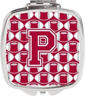 CJ1065-PSCM Letter P Football Crimson, Grey & White Compact Mirror