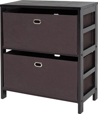 Torino 3-Pc Storage Shelf with 2 Foldable Fabric Baskets, Espresso and Chocolate - 25.2 x 11.22 x 29.21 inches