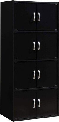 Hodedah Import Hodedah HID44 Heavy Duty 8 Door 4 Shelf Floor Mount Enclosed Multipurpose Storage Bookcase Cabinet for Home and Office, Black Finish