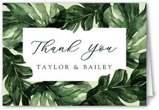 Thank You Cards: Watercolor Fronds Thank You Card, Green, 3X5, Matte, Folded Smooth Cardstock