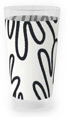 Outdoor Pint Glasses: Wavy Lines - Black On White Outdoor Pint Glass, White