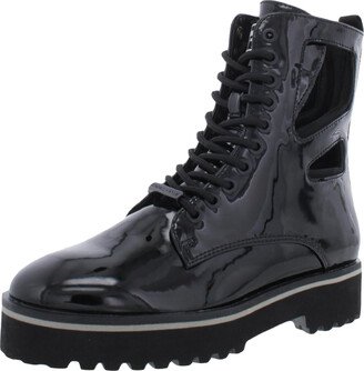Langmore-Bootie Womens Patent Lace Up Combat & Lace-up Boots