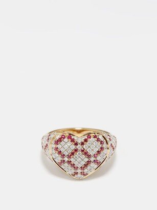 Signet Diamond, Ruby & 9kt Gold Ring