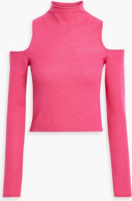 Cold-shoulder cashmere and silk-blend turtleneck sweater