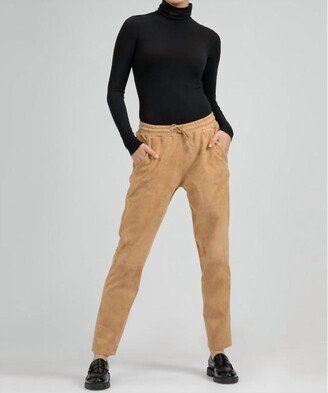 Zinga Evi Leather Pants In Sand Leather