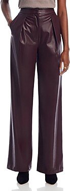 Pleated Faux Leather Pants