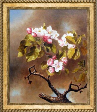 OVERSTOCK ART Branch of Apple Blossoms Against Cloudy Sky by Martin Johnson Heade Framed Hand Painted Oil Reproduction