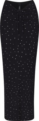 Soft Lounge Ruched Long Skirt | Onyx Sparkle Print