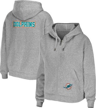 Women's Wear by Erin Andrews Heathered Gray Miami Dolphins Team Full-Zip Hoodie