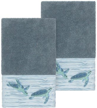 Mia Embellished Hand Towel - Set of 2 - Teal