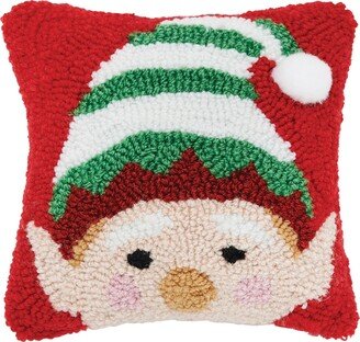 Peek-A-Boo Elf Hooked Throw Pillow-AA