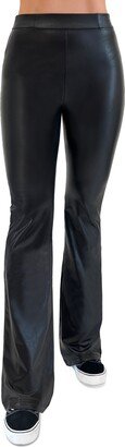 Juniors High-Rise Faux-Leather Flare-Leg Pants