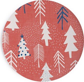 Salad Plates: Evergreen Forest Salad Plate, Red