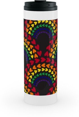 Travel Mugs: Rainbow Love Stainless Mug, White, 16Oz, Multicolor