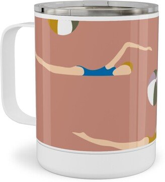 Travel Mugs: New Nautical Beach Babes - Muddy Clay Stainless Steel Mug, 10Oz, Pink