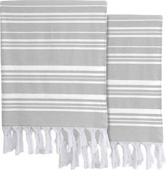 Set Of 2 Ephesus Stripe Turkish Cotton Pestemal Beach Towels-AA
