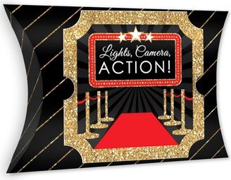 Big Dot of Happiness Red Carpet Hollywood - Favor Gift Boxes - Movie Night Party Large Pillow Boxes - Set of 12