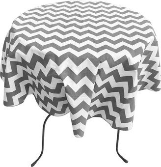 Round Poly Cotton Print Tablecloth | Chevron Silver, Choose