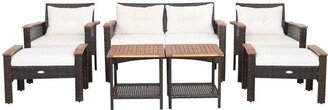 7 Pieces Patio Rattan Cushioned Conversation Furniture Set - 29.5 x 51 x 31.5