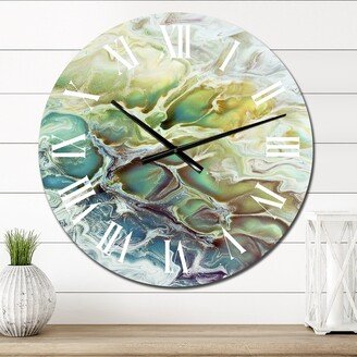 Designart 'Yellow And Green Abstract Strokes III' Modern wall clock