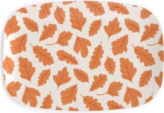 Serving Platters: Autumn Leaves - Orange On Cream Serving Platter, Orange