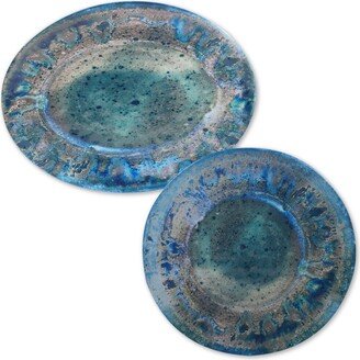 Radiance Teal Melamine 2-Pc. Platter Set