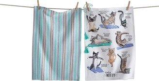 tagltd Yoga Kitty Dishtowel Set of 2