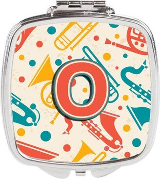 CJ2001-OSCM Letter O Retro Teal Orange Musical Instruments Initial Compact Mirror