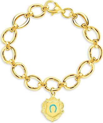 Love In Bloom 14K Gold Vermeil Sterling Silver & Crystal Horseshoe Shield Bracelet