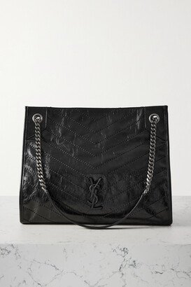 Niki Medium Quilted Crinkled-leather Tote - Black