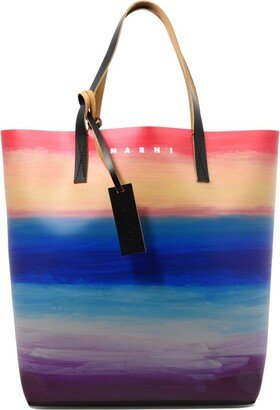 Color-Block Logo Printed Tote Bag